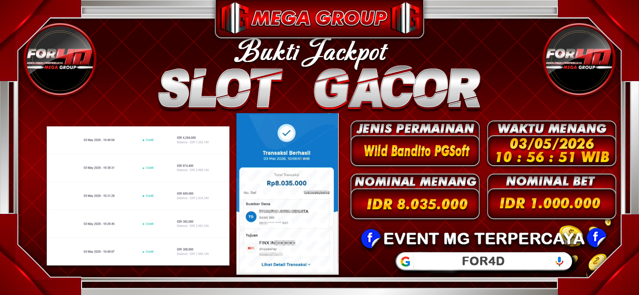 Bukti JP situs For4D hari Senin, 04 Mei 2026